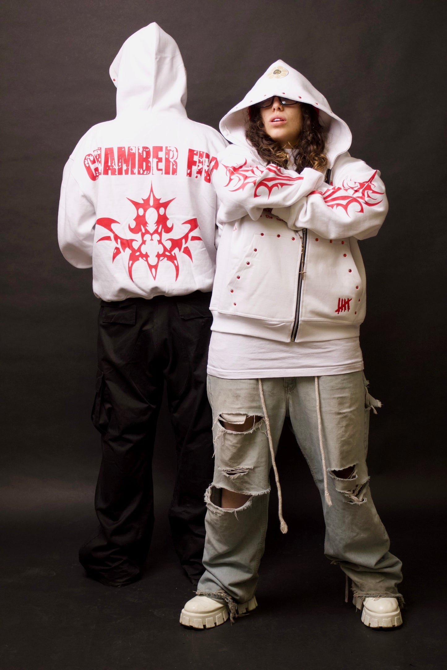 White Tribal Hoodie